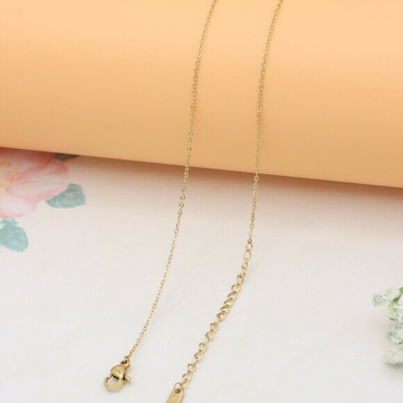 Red Heart Pendant Yellow Necklace with Elegant Gold Plated Chain, XPNL0377 - Picture 12 of 13